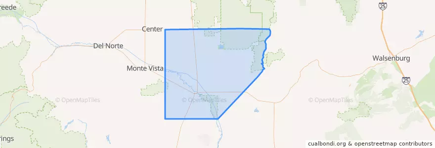 Mapa de ubicacion de Alamosa County.