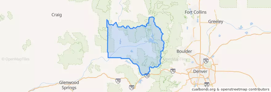 Mapa de ubicacion de Grand County.