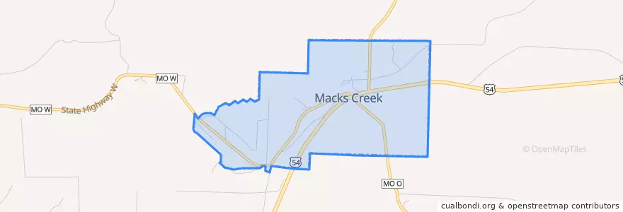 Mapa de ubicacion de Macks Creek.