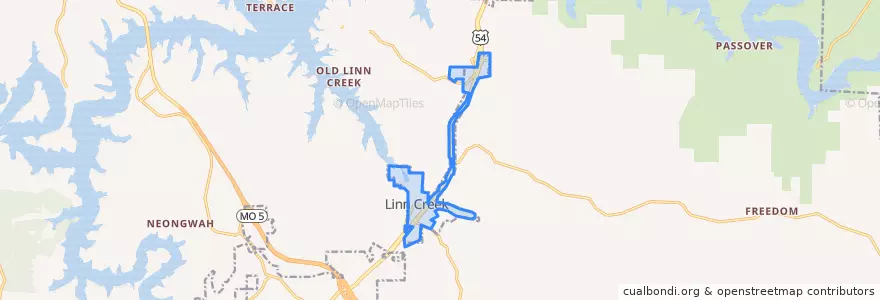 Mapa de ubicacion de Linn Creek.
