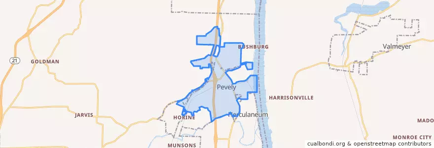 Mapa de ubicacion de Pevely.