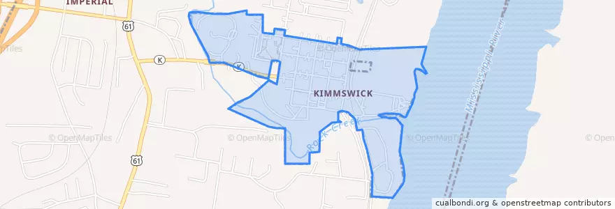 Mapa de ubicacion de Kimmswick.