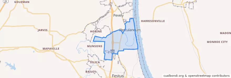 Mapa de ubicacion de Herculaneum.