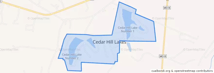Mapa de ubicacion de Cedar Hill Lakes.