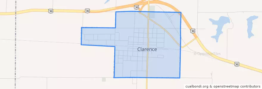 Mapa de ubicacion de Clarence.