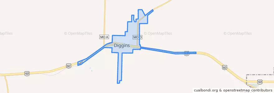 Mapa de ubicacion de Diggins.