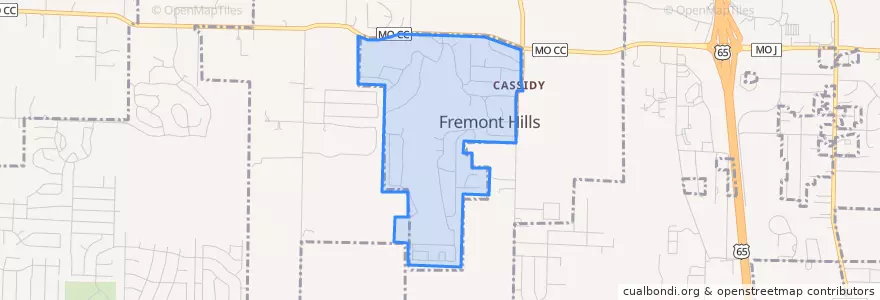 Mapa de ubicacion de Fremont Hills.