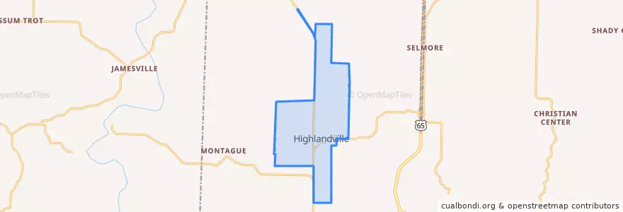 Mapa de ubicacion de Highlandville.
