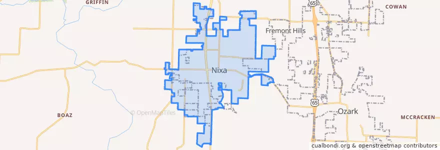 Mapa de ubicacion de Nixa.