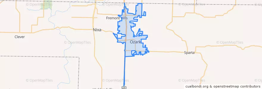Mapa de ubicacion de Ozark.