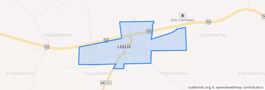 Mapa de ubicacion de Leslie.