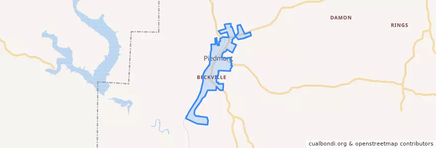 Mapa de ubicacion de Piedmont.