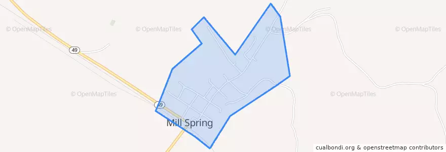 Mapa de ubicacion de Mill Spring.