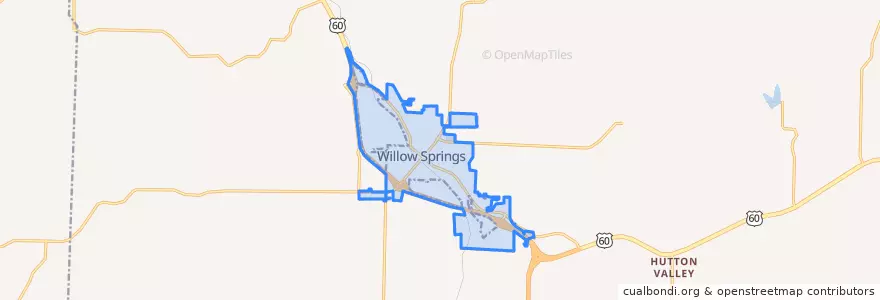 Mapa de ubicacion de Willow Springs.