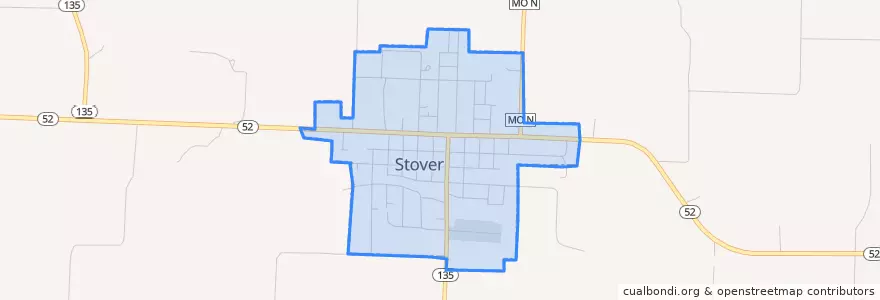 Mapa de ubicacion de Stover.