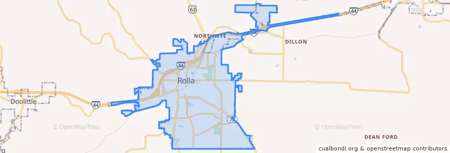 Mapa de ubicacion de Rolla.
