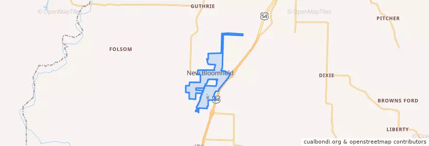 Mapa de ubicacion de New Bloomfield.