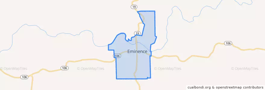 Mapa de ubicacion de Eminence.