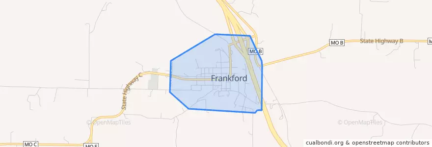 Mapa de ubicacion de Frankford.