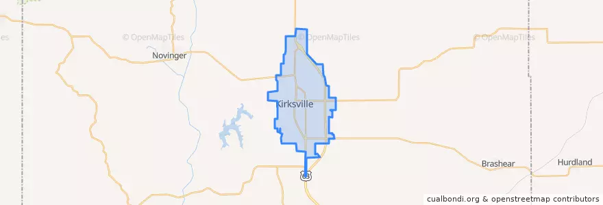 Mapa de ubicacion de Kirksville.