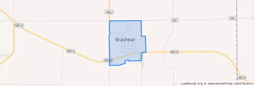 Mapa de ubicacion de Brashear.