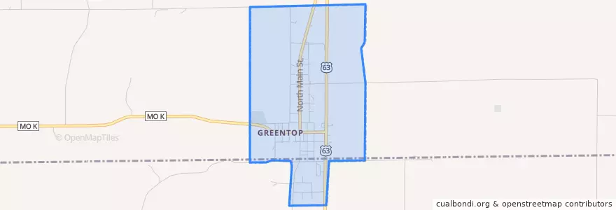 Mapa de ubicacion de Greentop.