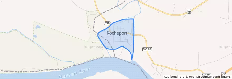 Mapa de ubicacion de Rocheport.