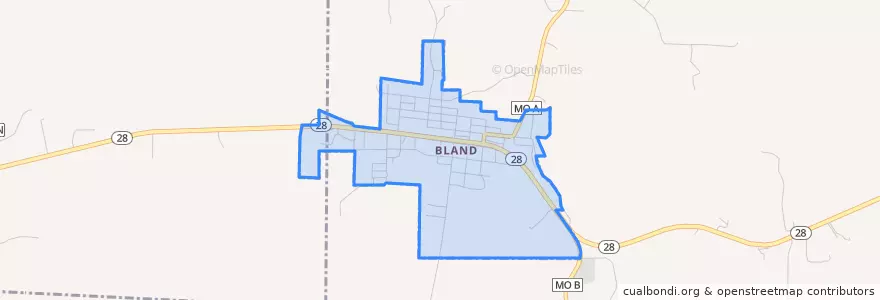 Mapa de ubicacion de Bland.