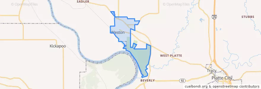 Mapa de ubicacion de Weston.