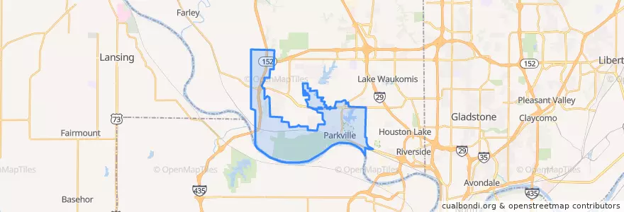 Mapa de ubicacion de Parkville.