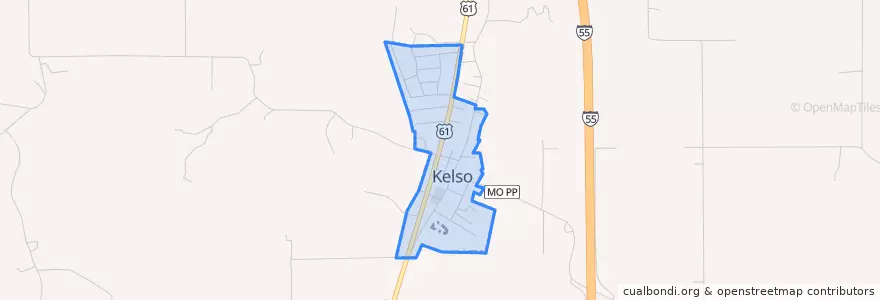 Mapa de ubicacion de Kelso.