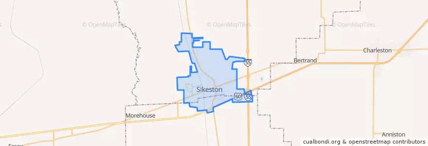 Mapa de ubicacion de Sikeston.