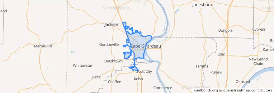 Mapa de ubicacion de Cape Girardeau.