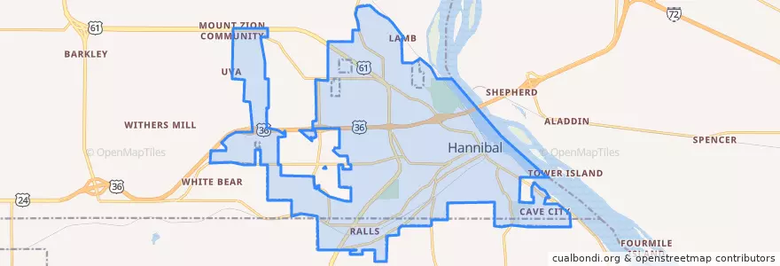 Mapa de ubicacion de Hannibal.