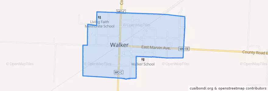 Mapa de ubicacion de Walker.