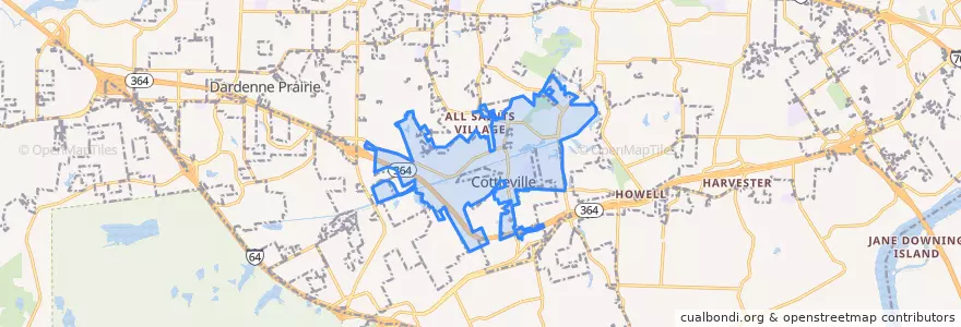 Mapa de ubicacion de Cottleville.