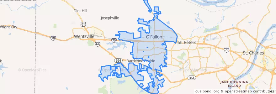 Mapa de ubicacion de O’Fallon.