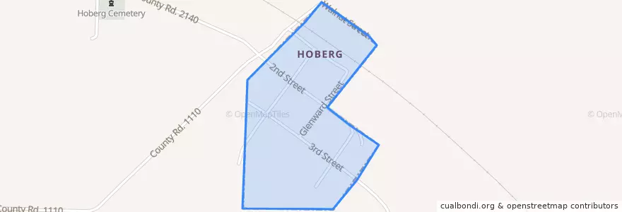 Mapa de ubicacion de Hoberg.