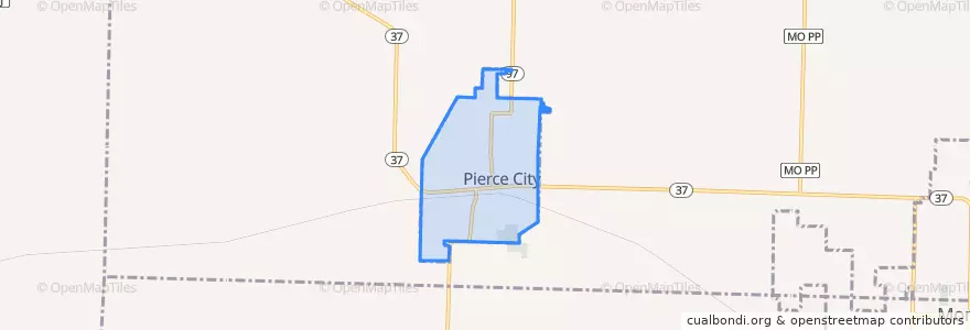 Mapa de ubicacion de Pierce City.
