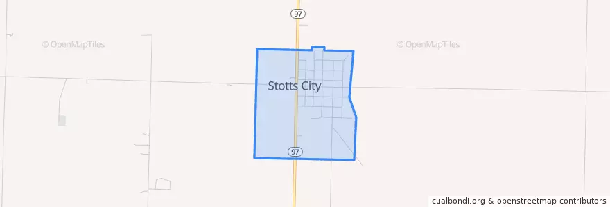 Mapa de ubicacion de Stotts City.