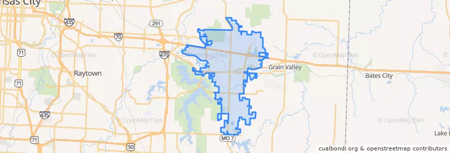 Mapa de ubicacion de Blue Springs.