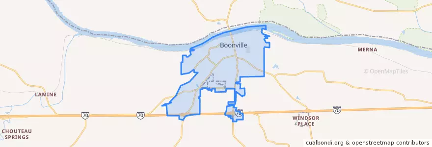 Mapa de ubicacion de Boonville.