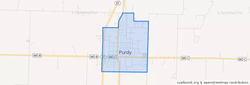 Mapa de ubicacion de Purdy.
