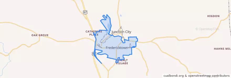 Mapa de ubicacion de Fredericktown.
