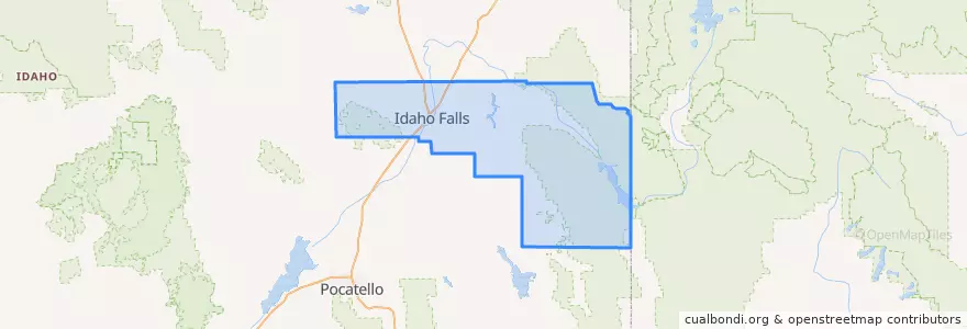 Mapa de ubicacion de Bonneville County.