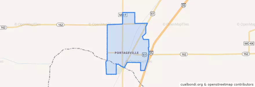 Mapa de ubicacion de Portageville.