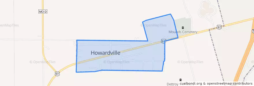 Mapa de ubicacion de Howardville.