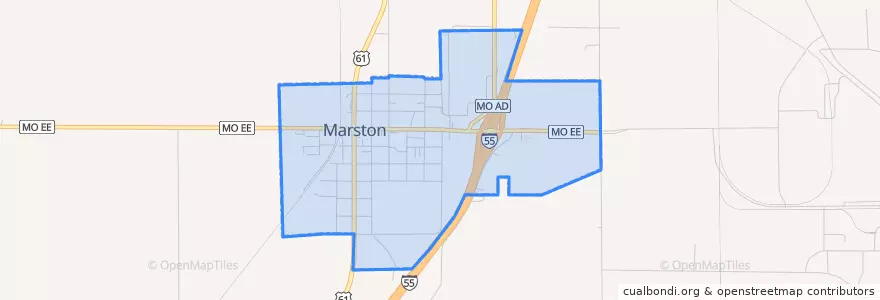 Mapa de ubicacion de Marston.