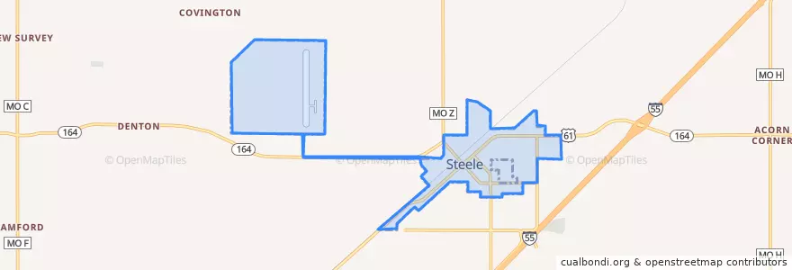 Mapa de ubicacion de Steele.