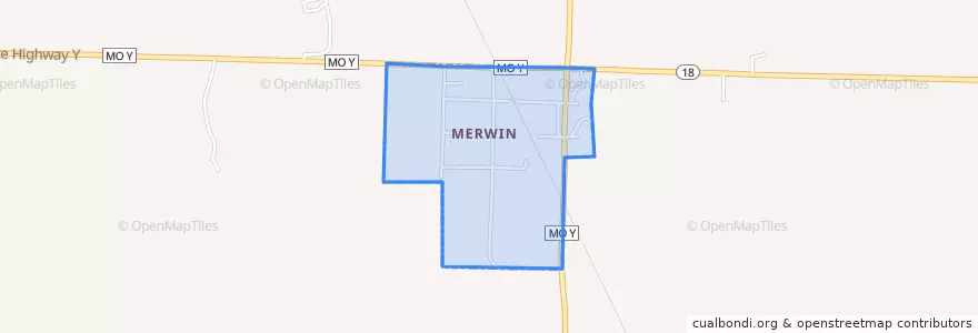 Mapa de ubicacion de Merwin.